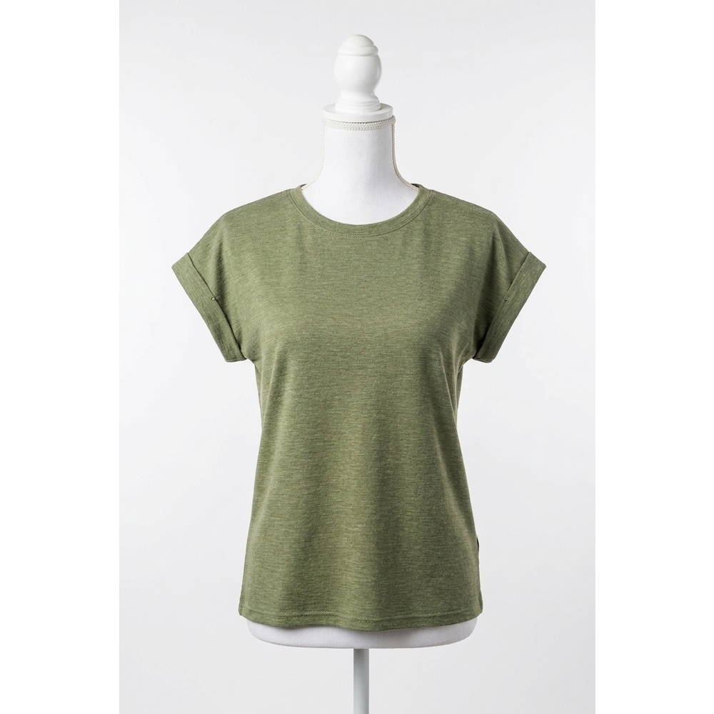 NEW ZENANA cotton modal rolled sleeve tee in olive
